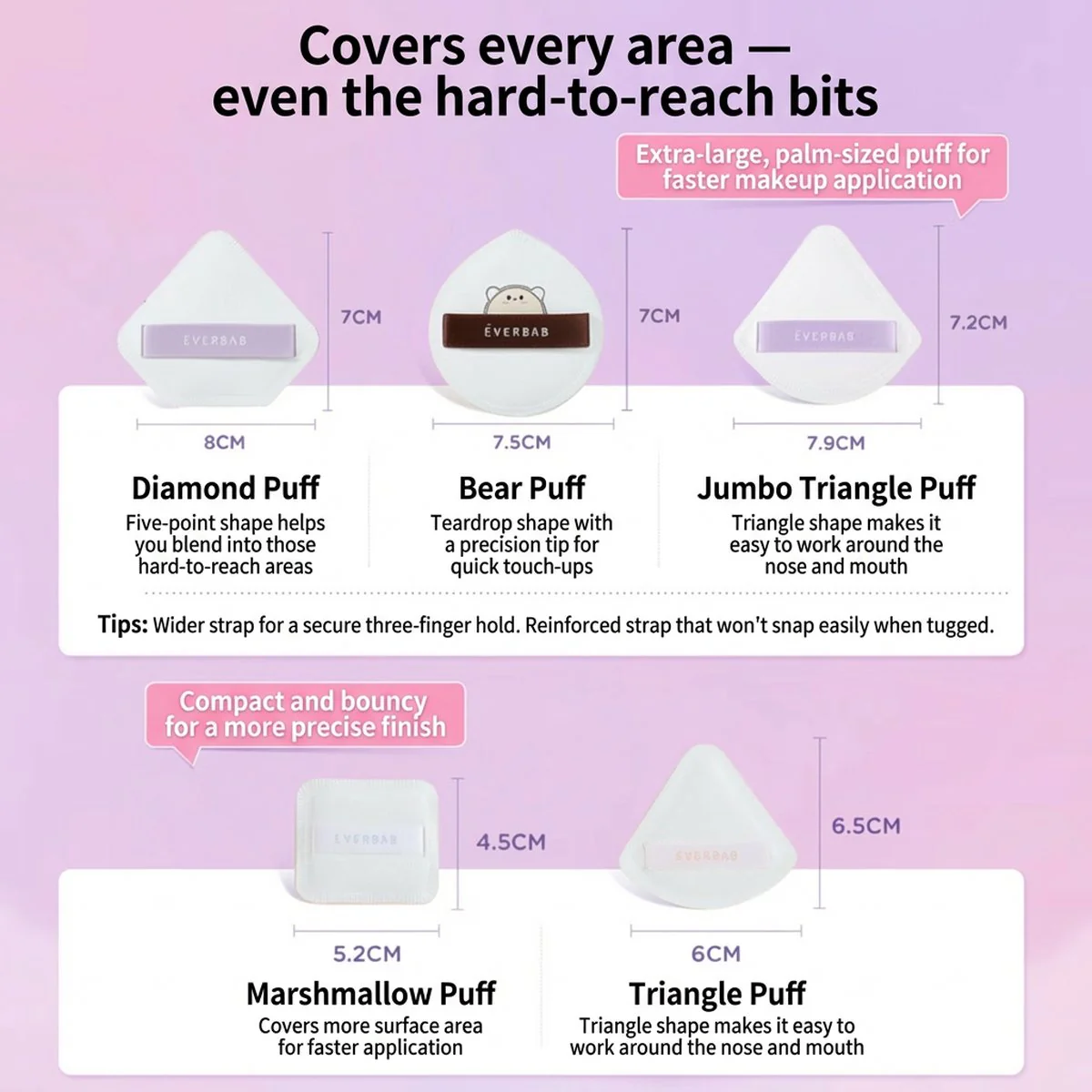 Everbab Triangular Cushion Puff - 2 Pieces - Image 2