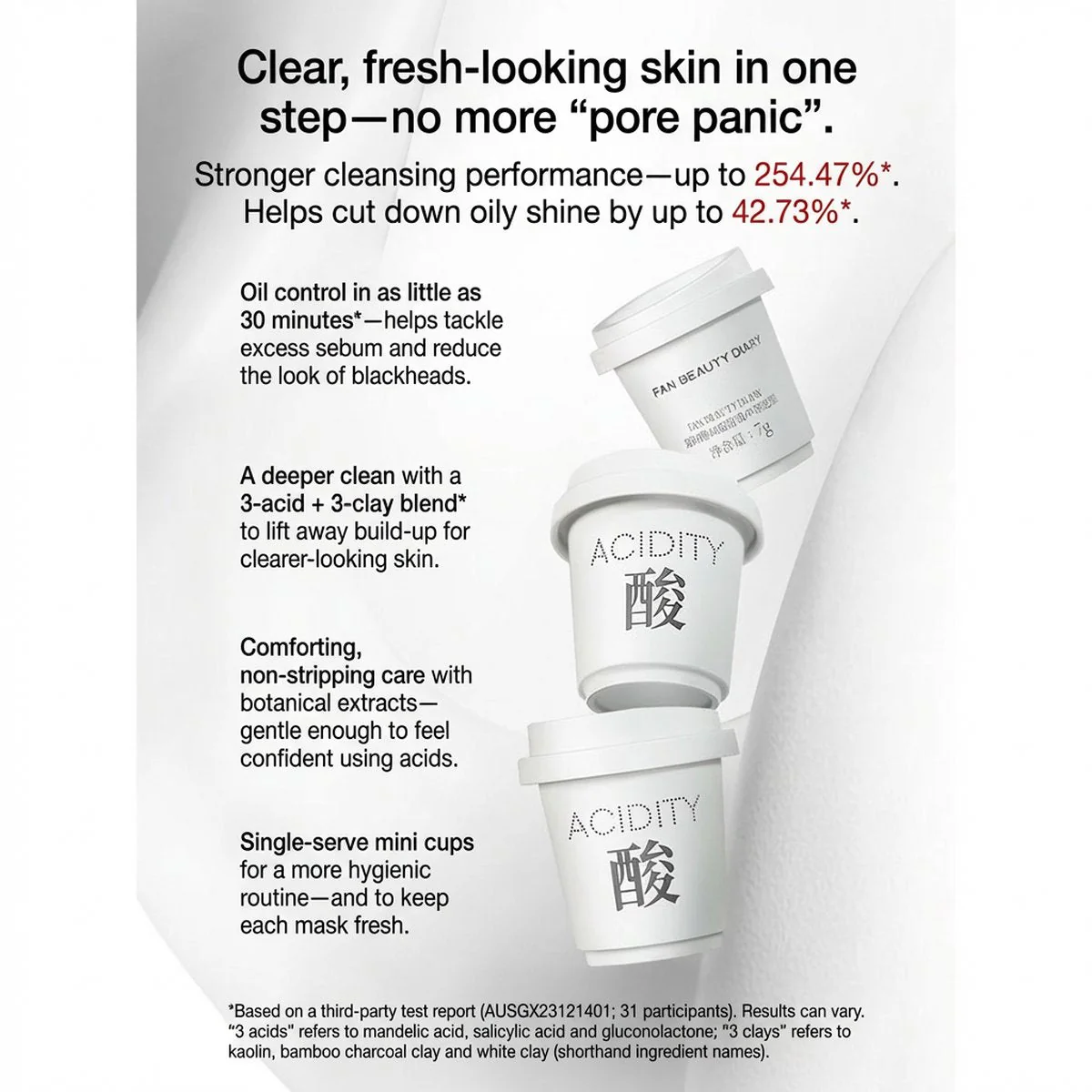 Fan Beauty Diary Acidity Double Cleansing Clay Cup Mask 7g x 10 - Image 2