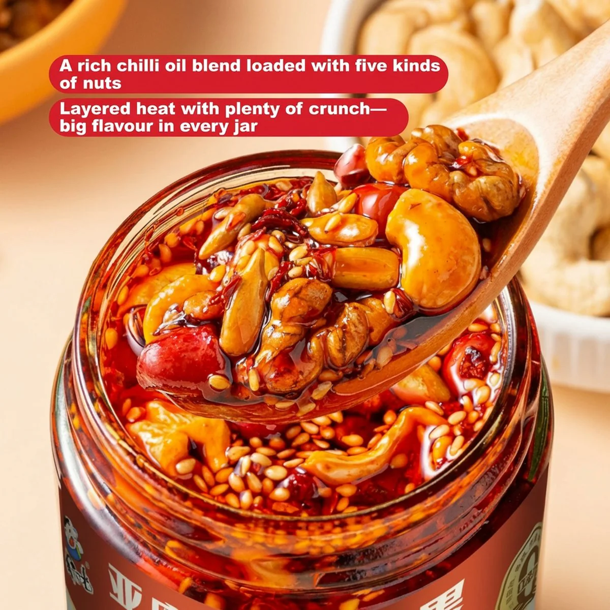 Fansaoguang Flaxseed Oil Crispy Chili with Mixed Nuts 210g x 4 Jars - Chili Crisp – Limited Import - Image 2
