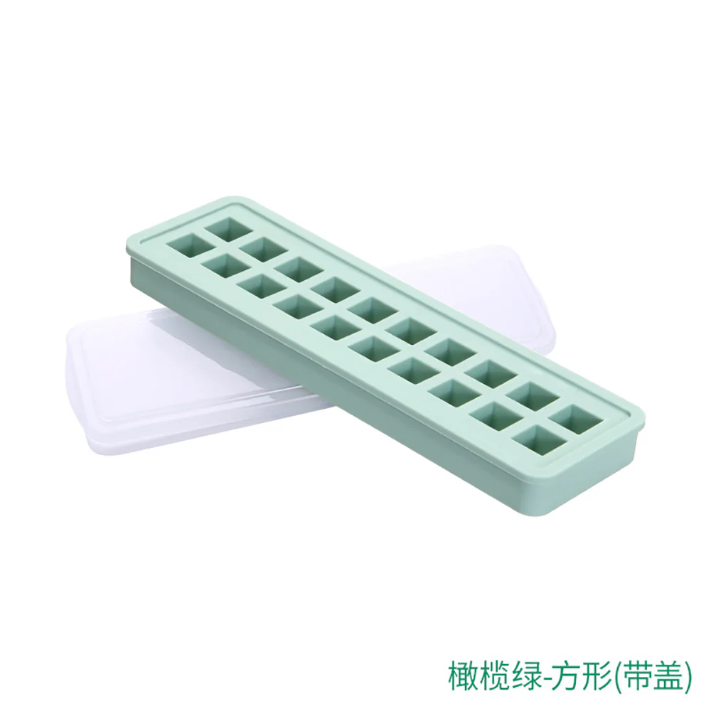FaSoLa 20-Compartment Silicone Ice Cube Tray with Lid - Olive Green - Image 2