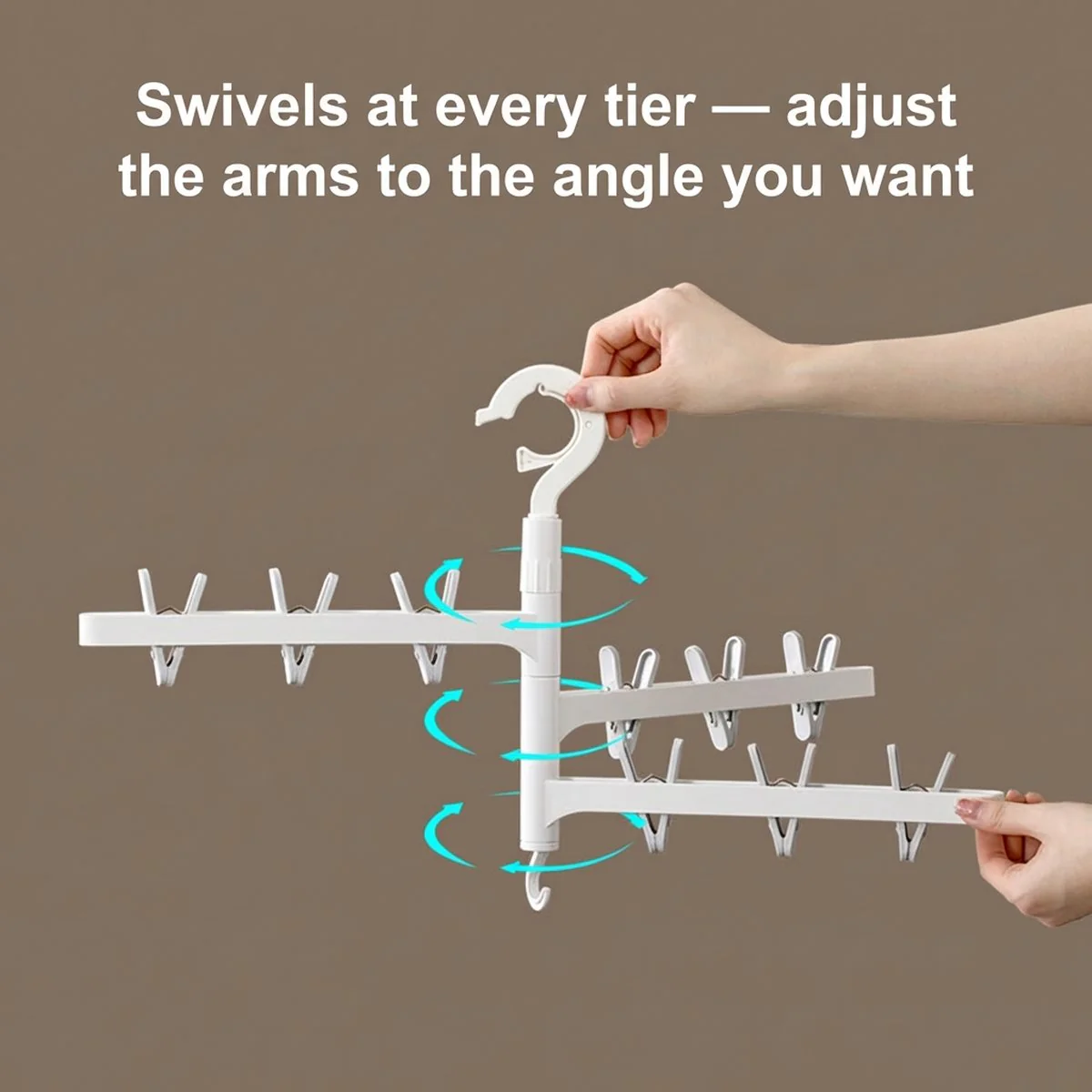 FaSoLa 3-Arm Rotating Drying Rack - White - for Underwear, Socks & Bras - Image 4
