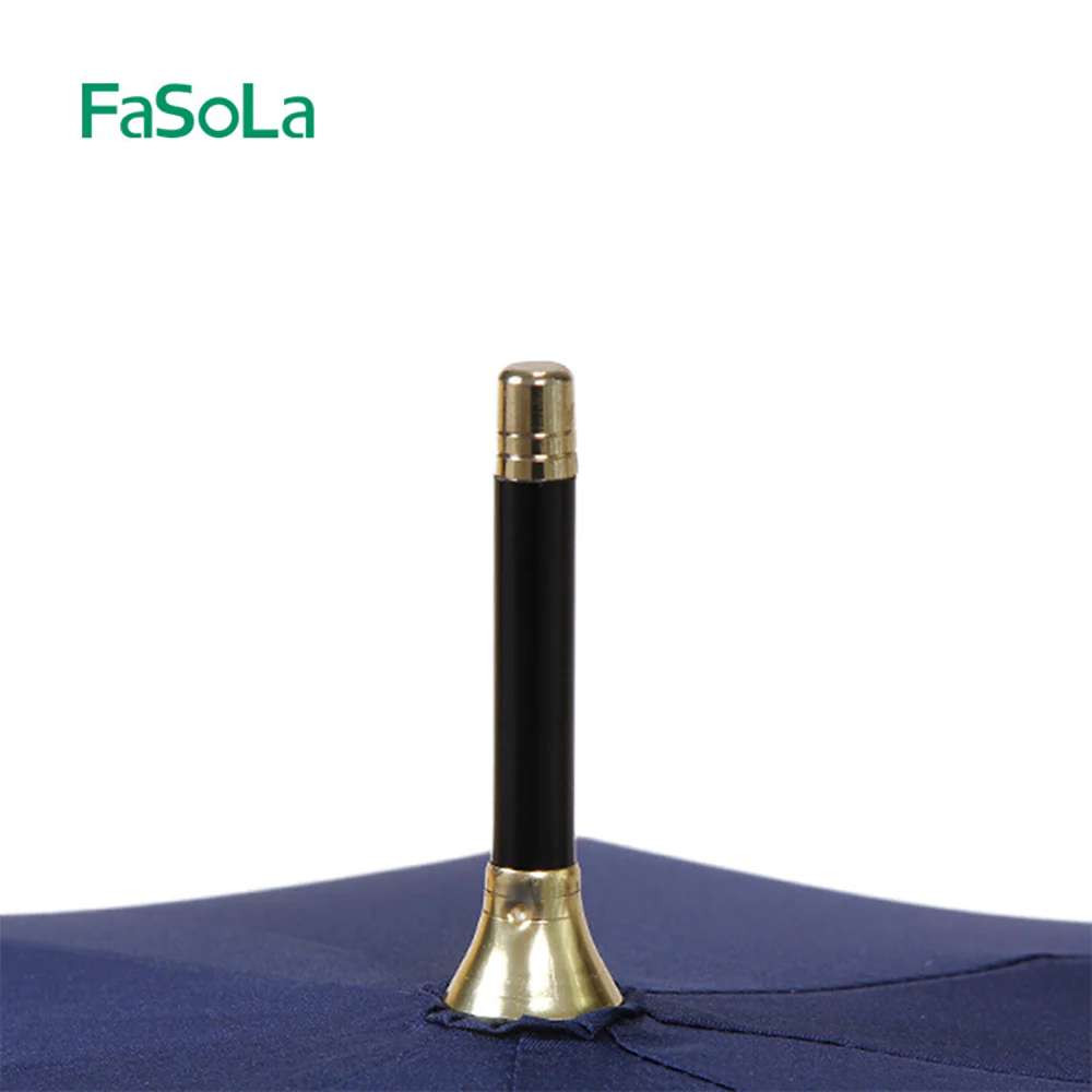 FaSoLa 8K Long Handle Ultra-Light Umbrella - Navy Blue with Embroidery - Image 2
