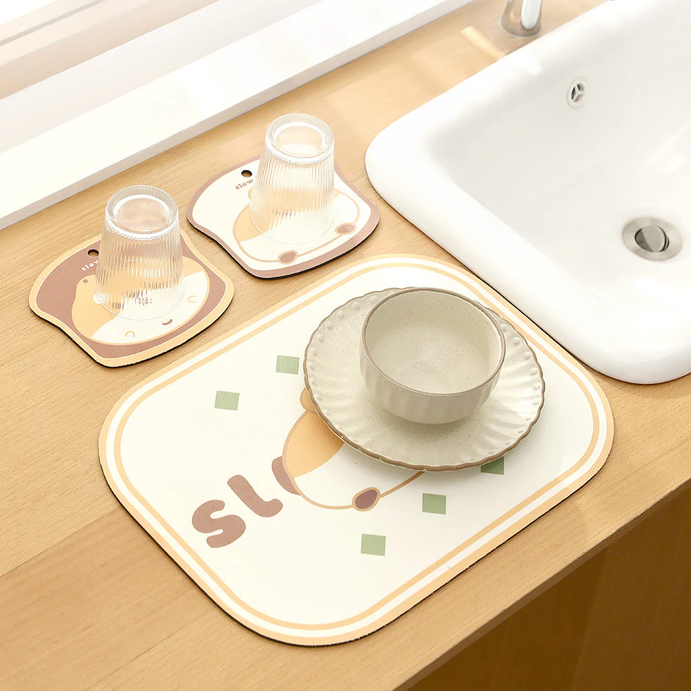 Fasola Absorbent Coasters Shiba Inu Design - 2 Pieces, 16.3*14.3cm X6