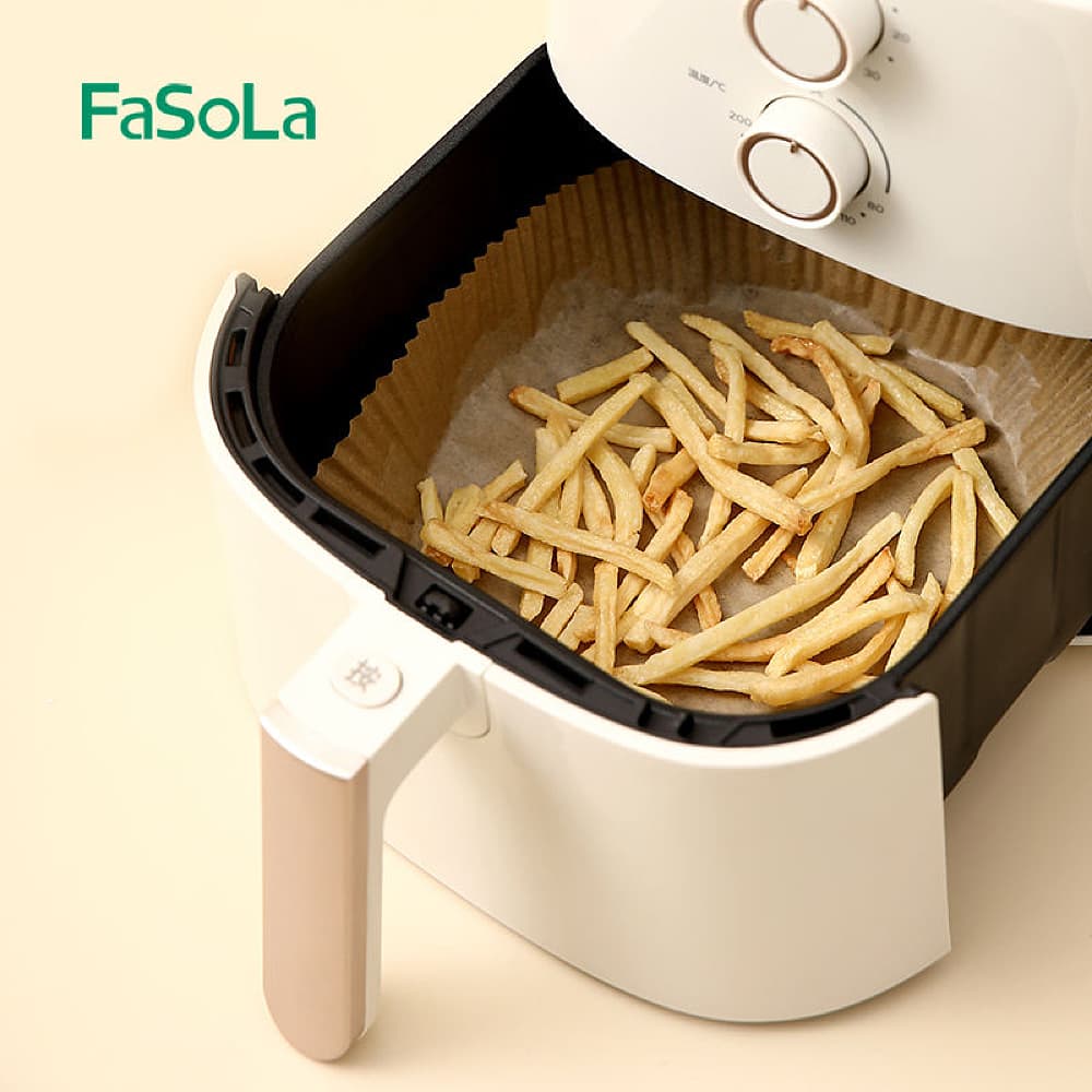 FaSoLa Air Fryer Paper Liners - Bowl Shape, Natural Wood Color, Large, 19.5cm Diameter, 30 Pieces - Image 2