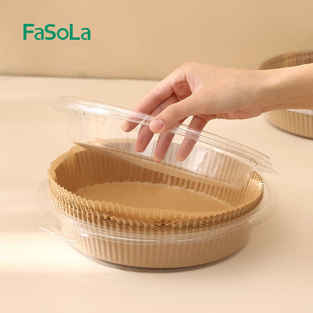 FaSoLa Air Fryer Paper Liners - Bowl Shape, Natural Wood Color, Large, 19.5cm Diameter, 30 Pieces - Image 4