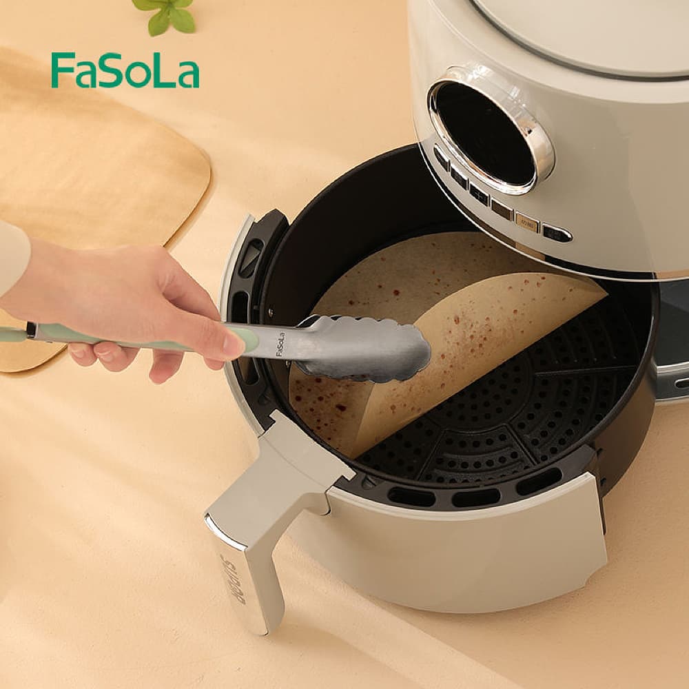 FaSoLa Air Fryer Paper Liners - Round, Natural Wood Color, 20cm Diameter, 50 Pieces - Image 2