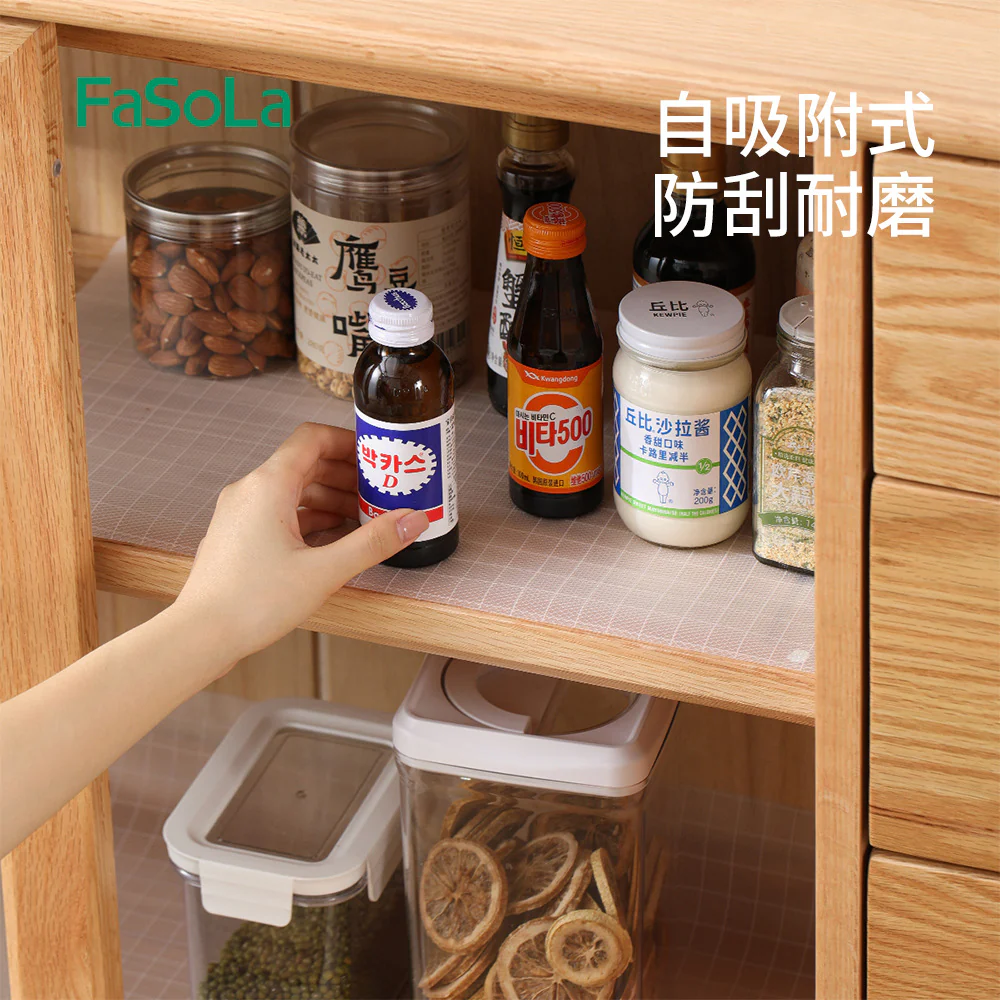 FaSoLa Antibacterial Cabinet Liner - Checkered Pattern, Transparent - Image 2