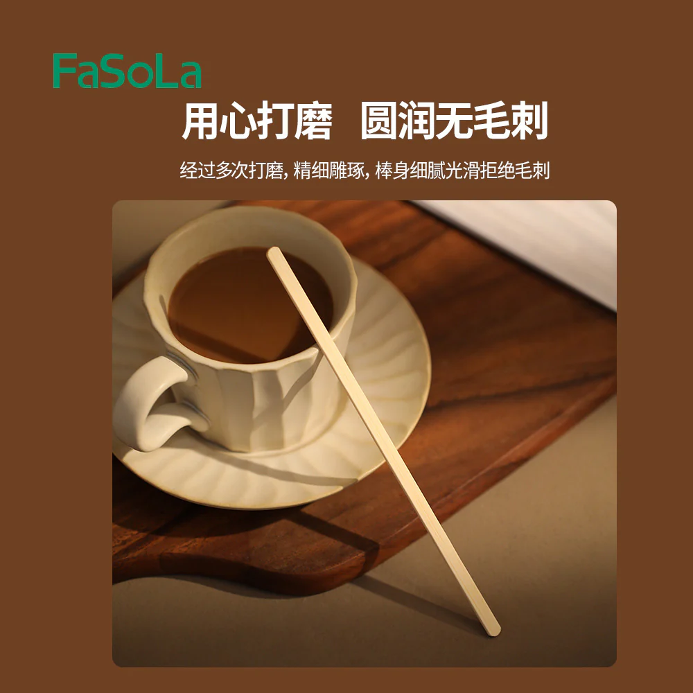 FaSoLa Bamboo Coffee Stir Sticks - 100 Pieces - Image 3