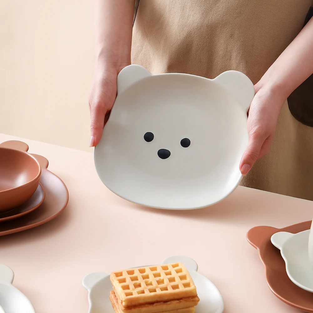 FaSoLa Bear Series Dinnerware - 8-inch Plate, Off-White - Image 3