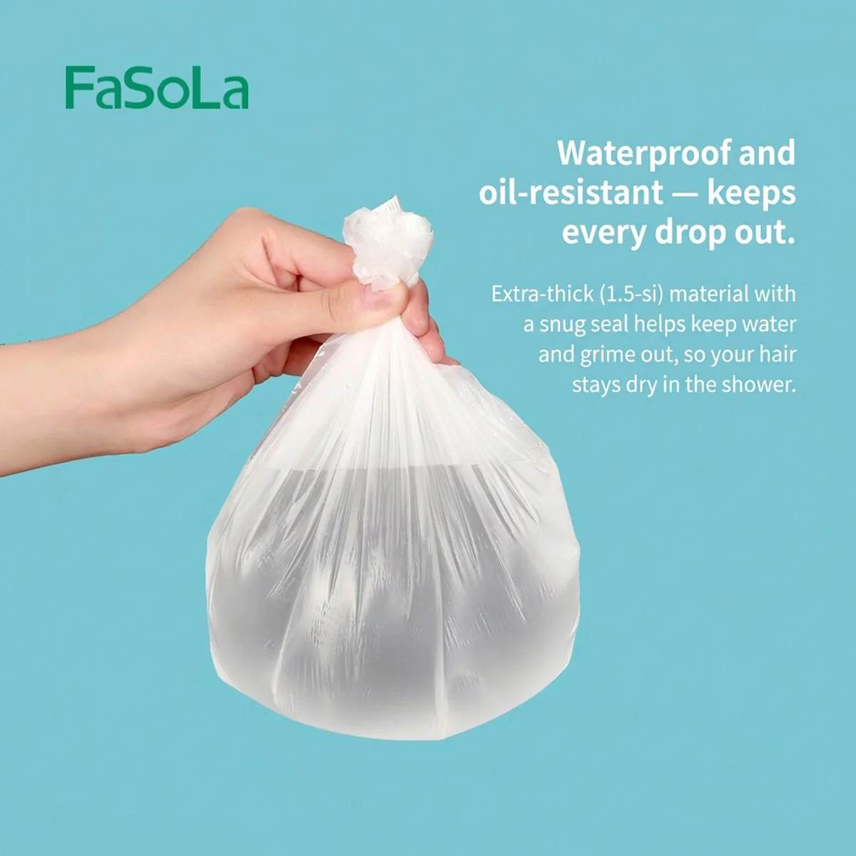 FaSoLa Biodegradable Shower Caps - Off-White, Pack of 30 - Image 2