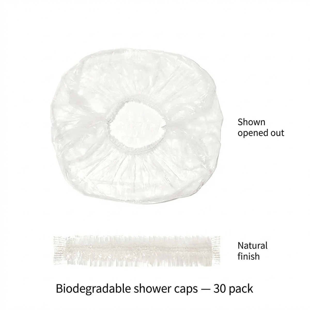 FaSoLa Biodegradable Shower Caps - Off-White, Pack of 30 - Image 5