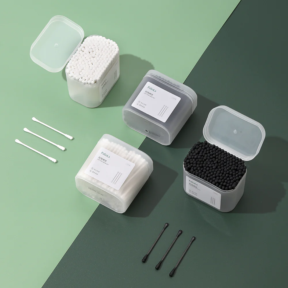 FaSoLa Black Cotton Swabs - 200 Pieces - Image 3