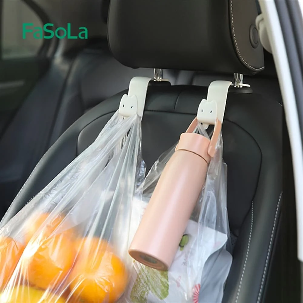 FaSoLa Car Seat Headrest Hooks - White, 9*7.5*3.4cm, Pack of 2 - Image 2