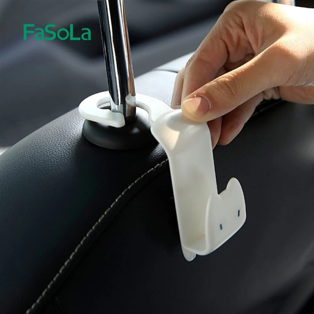 FaSoLa Car Seat Headrest Hooks - White, 9*7.5*3.4cm, Pack of 2 - Image 3