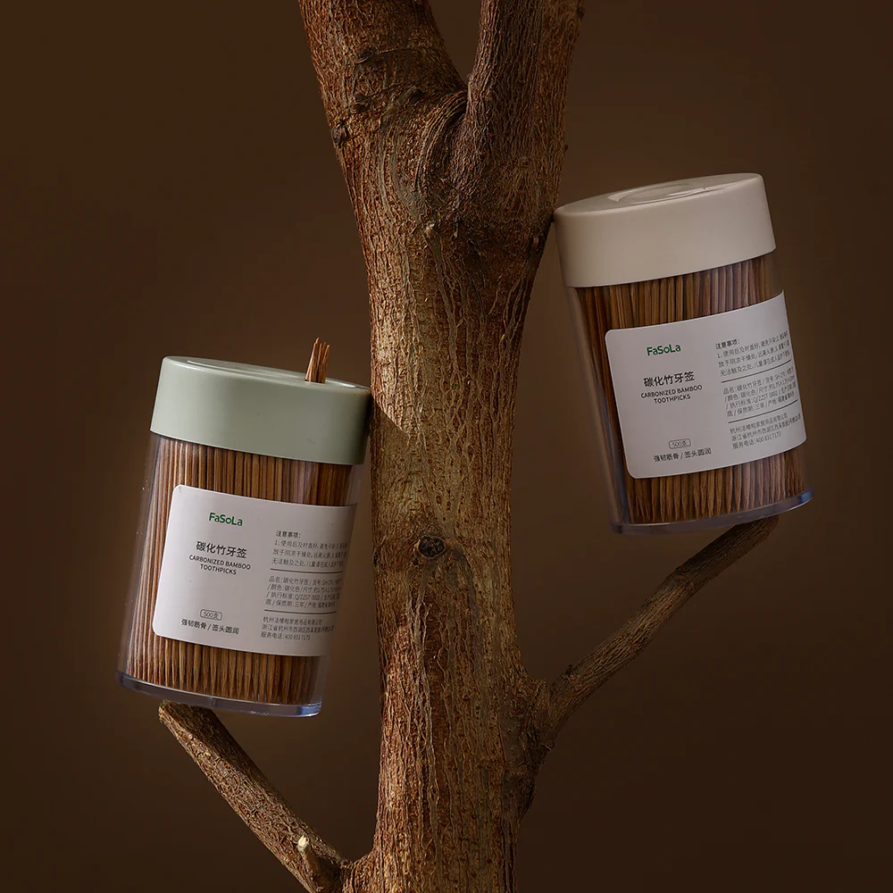 FaSoLa Carbonized Bamboo Toothpicks - 2 Containers - Image 2