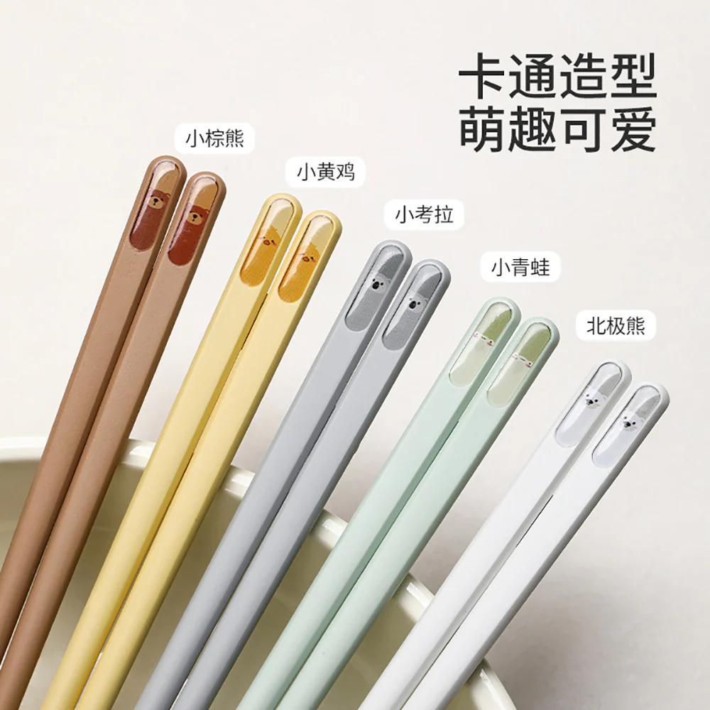 FaSoLa Cartoon Alloy Chopsticks - Mixed Colors, Set of 5 Pairs
