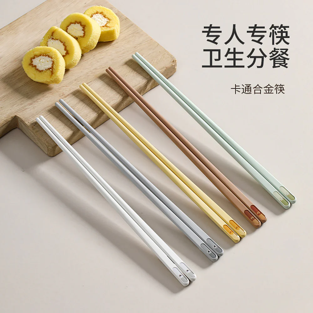 FaSoLa Cartoon Alloy Chopsticks - Mixed Colors, Set of 5 Pairs - Image 3