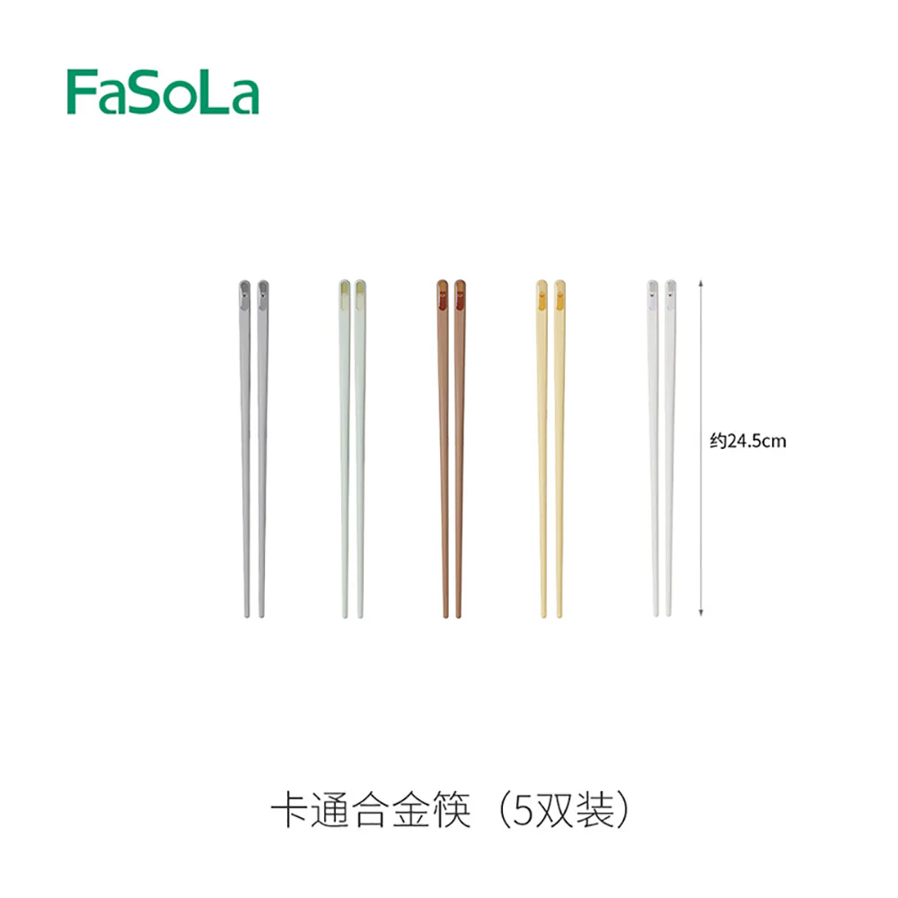 FaSoLa Cartoon Alloy Chopsticks - Mixed Colors, Set of 5 Pairs - Image 5