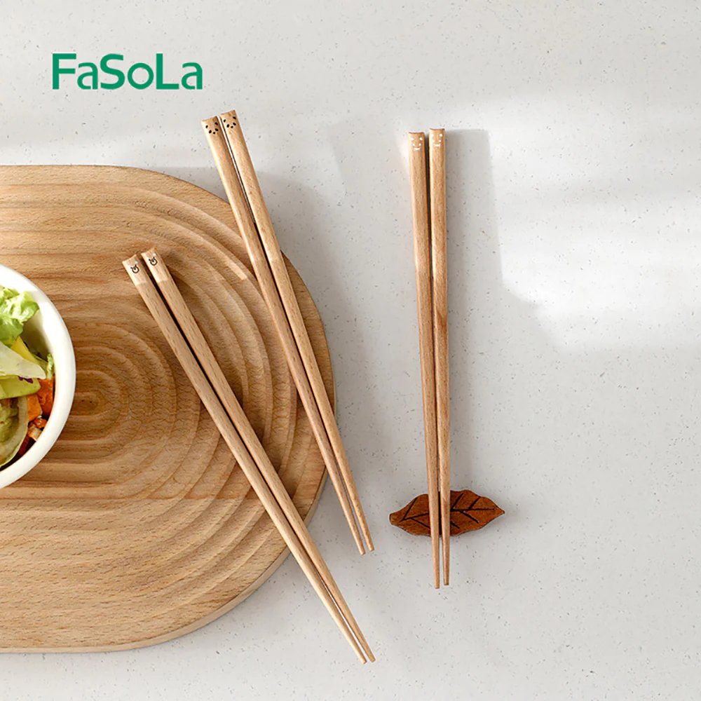 FaSoLa Cartoon Wooden Chopsticks - Bear Design, 1 Pair - Image 2