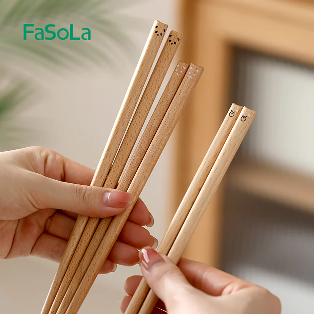 FaSoLa Cartoon Wooden Chopsticks - Panda Design - Image 2