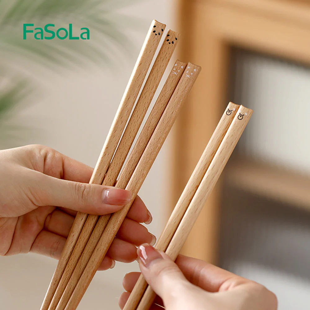 FaSoLa Cartoon Wooden Chopsticks - Panda Design X3 - Image 2