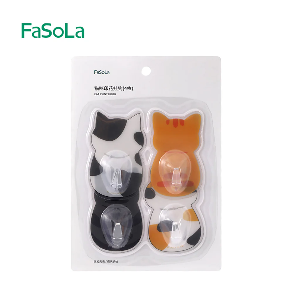 FaSoLa Cat Print Hooks - Mixed Colors, Set of 4 - Image 4