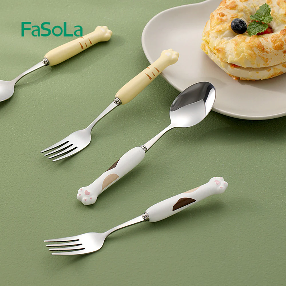 FaSoLa Ceramic Cat Paw Tableware White Spoon - Image 2