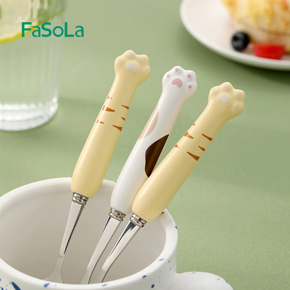 FaSoLa Ceramic Cat Paw Tableware White Spoon - Image 3