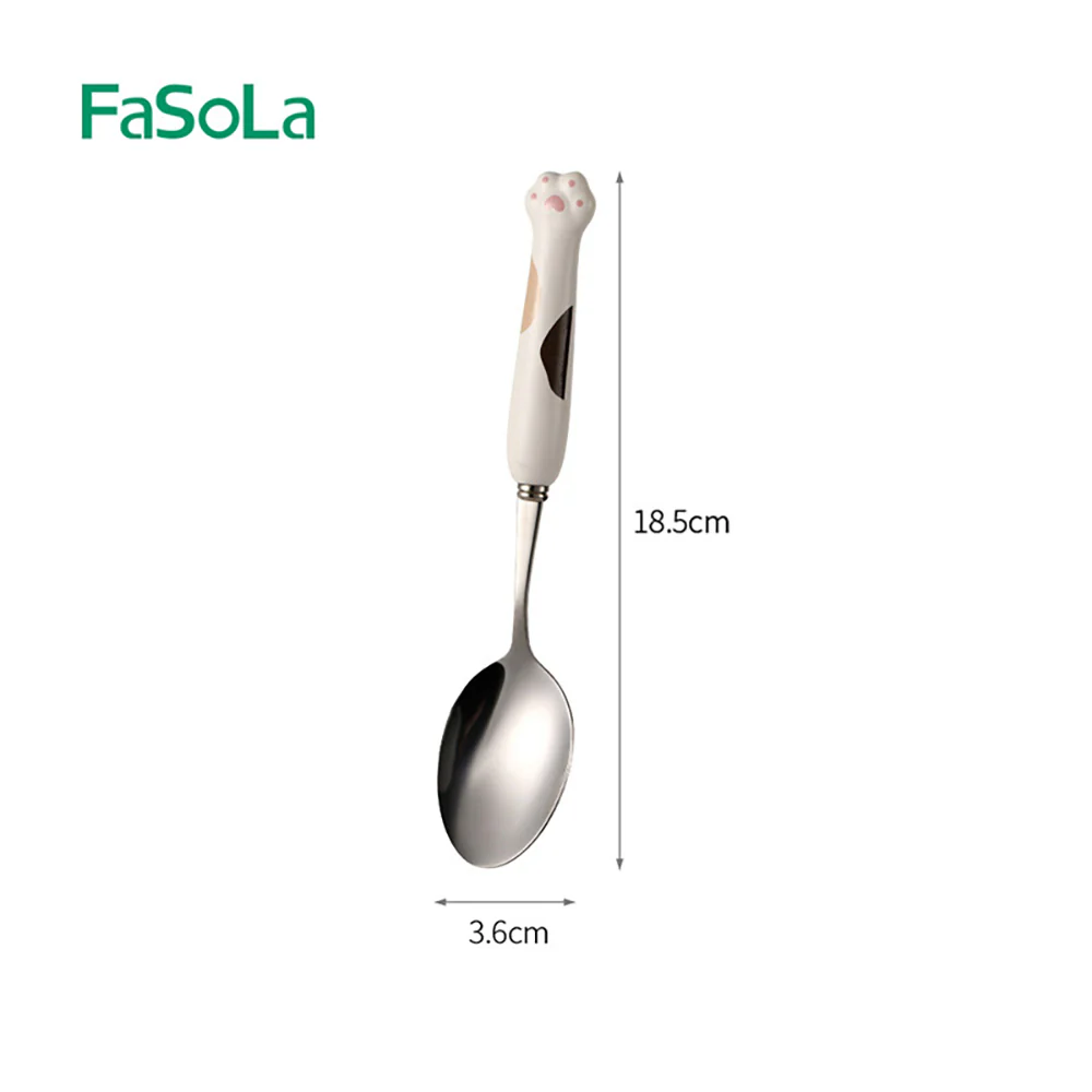 FaSoLa Ceramic Cat Paw Tableware White Spoon - Image 4