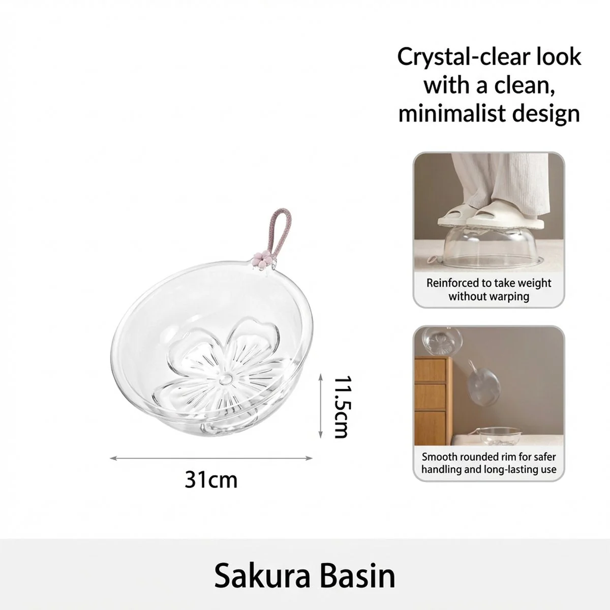 FaSoLa Clear Sakura Wash Basin - Image 3