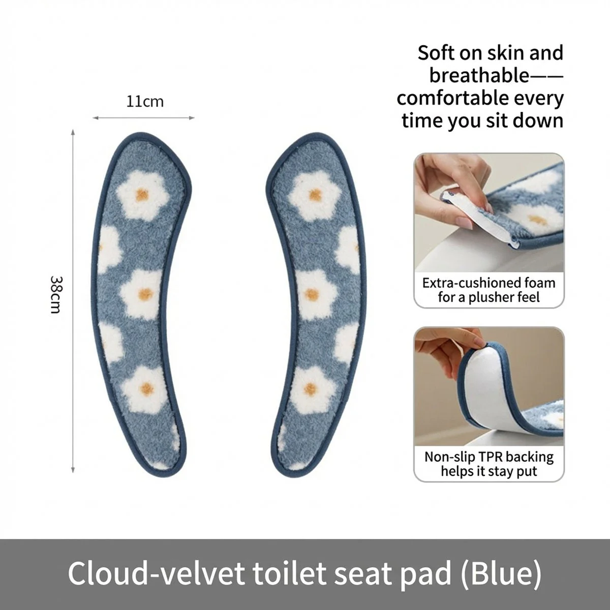 FaSola Cloud Velvet Toilet Seat Mat - Blue - Image 5