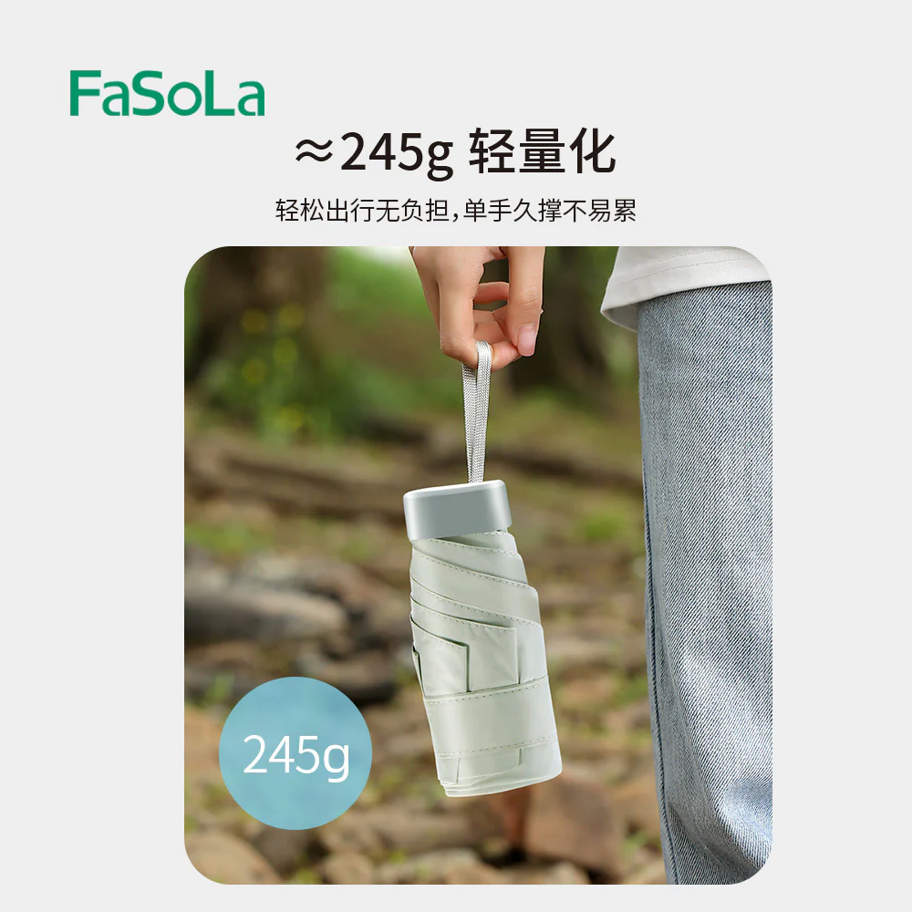 FaSoLa Compact Folding Pocket Umbrella - Light Green - Image 3