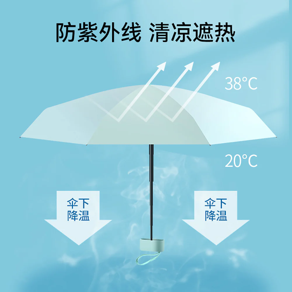 FaSoLa Compact Folding Pocket Umbrella - Light Green - Image 4