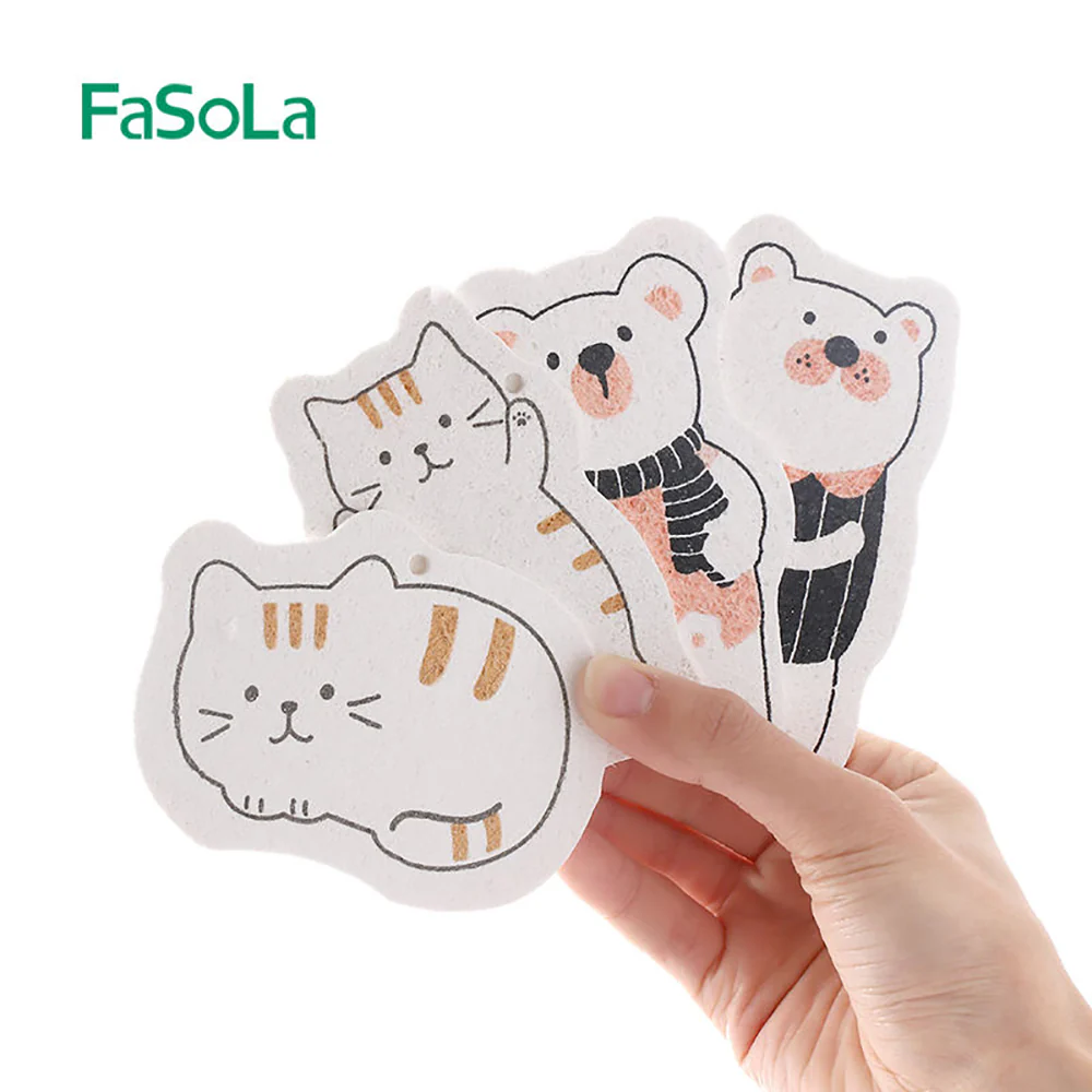 FaSoLa Compressed Wood Pulp Sponge for Kitchen Cleaning - Cute Bear Design, 10.6*7.2cm - Image 5