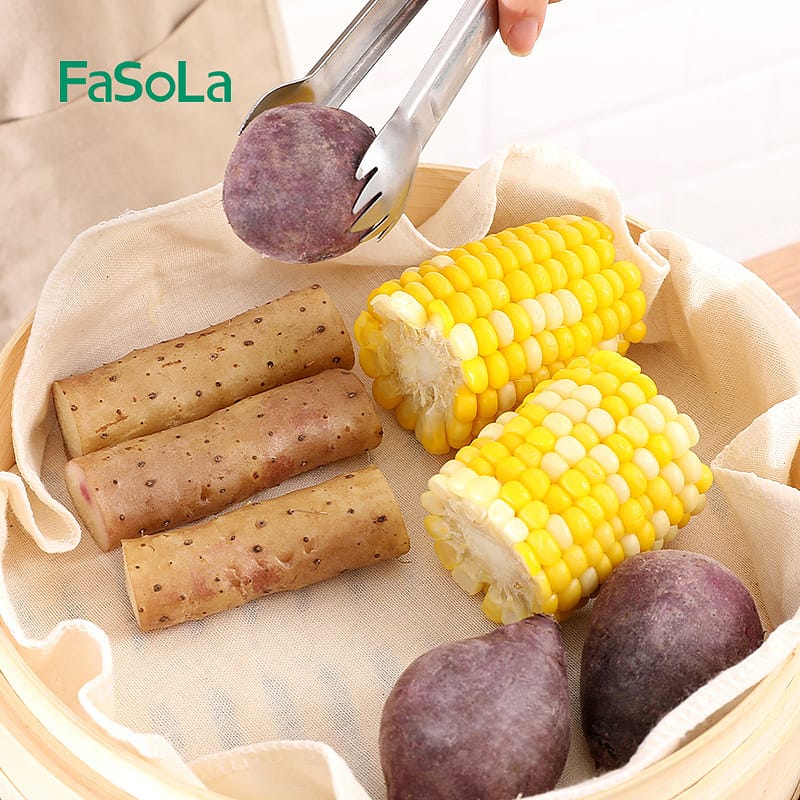 FaSoLa Cotton Steamer Cloth - Beige, 32cm Diameter, 5 Pieces - Image 2