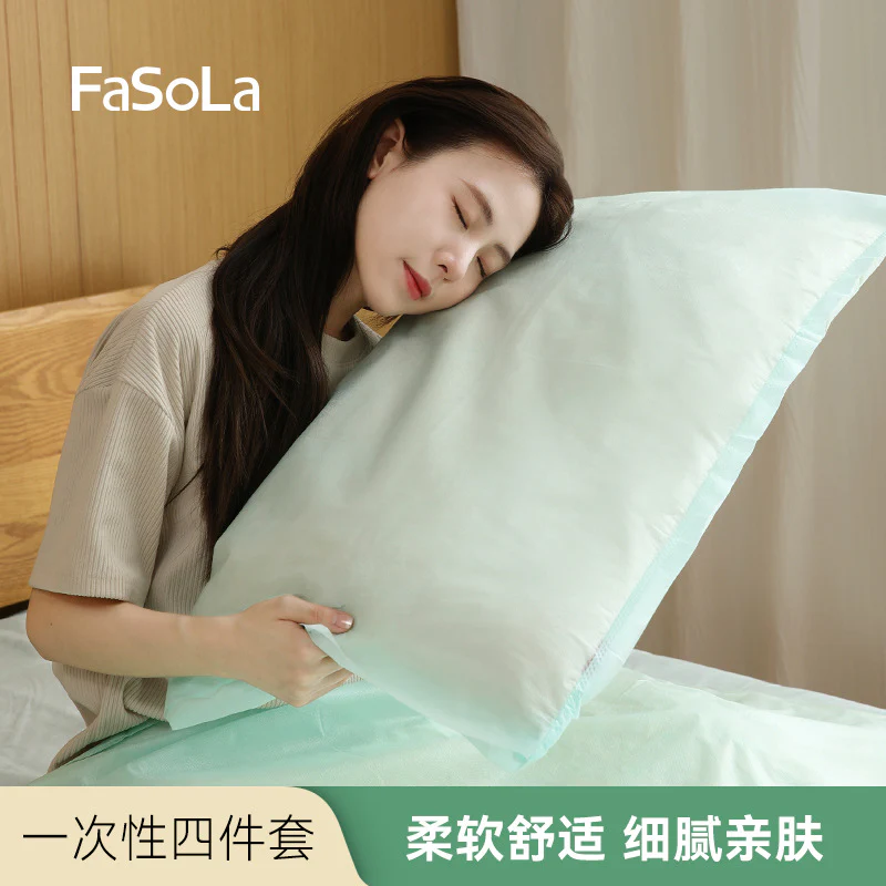 FaSoLa Disposable Antibacterial Travel Bedding Set - Green, 3-Piece - Image 4
