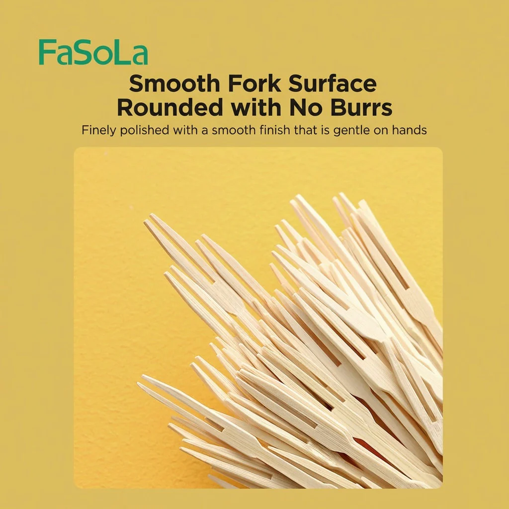 FaSoLa Disposable Bamboo Fruit Forks - 200 Pieces - Image 4
