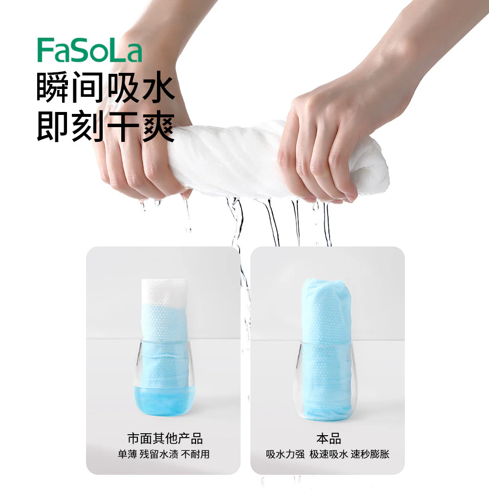 FaSoLa Disposable Bath Towels - White, 2 Pieces - Image 3
