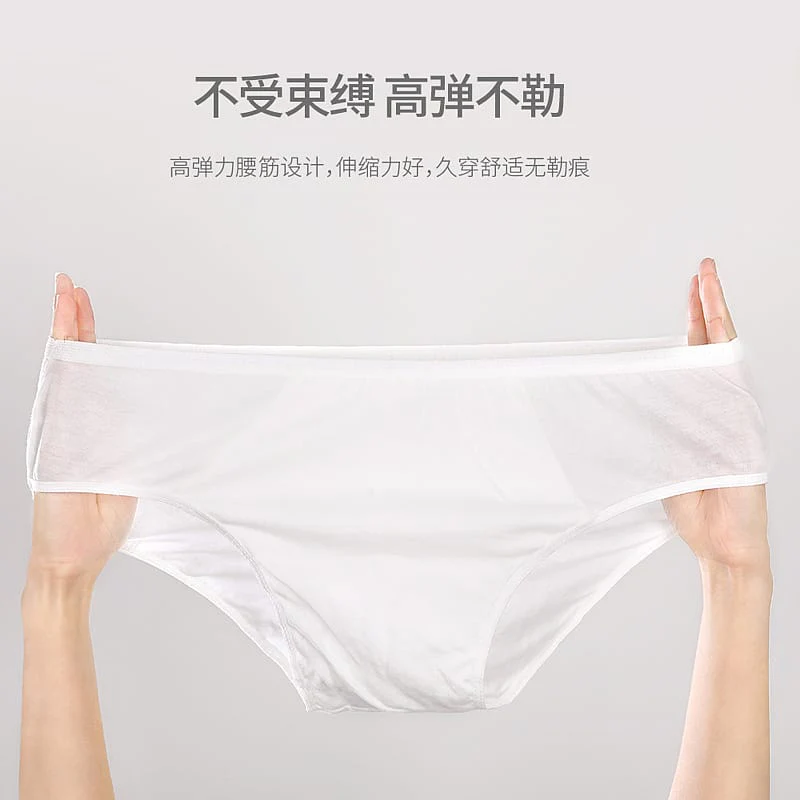 FaSoLa Disposable Cotton Travel Panties for Women - White, Size M, Pack of 5 - Image 3