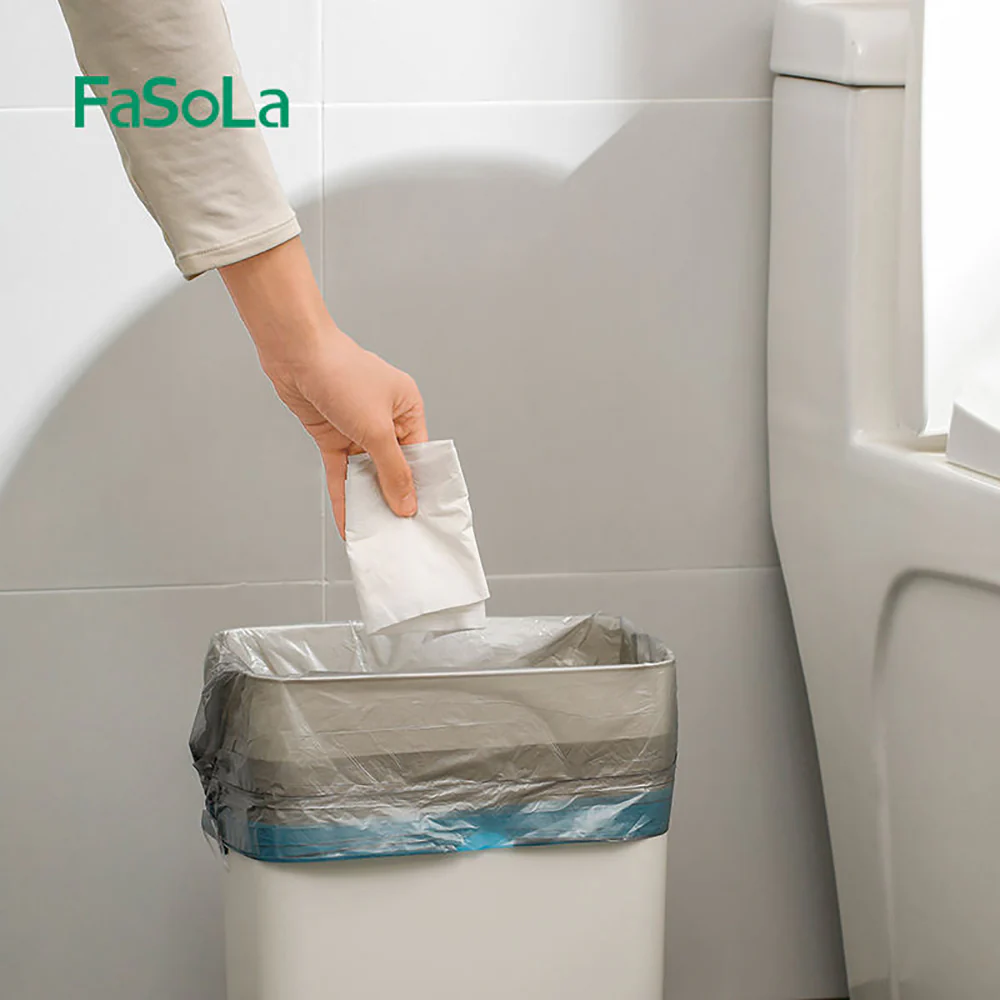 FaSoLa Disposable Drawstring Trash Bags - Silver Gray, 15 Bags x 3 Rolls - Image 3