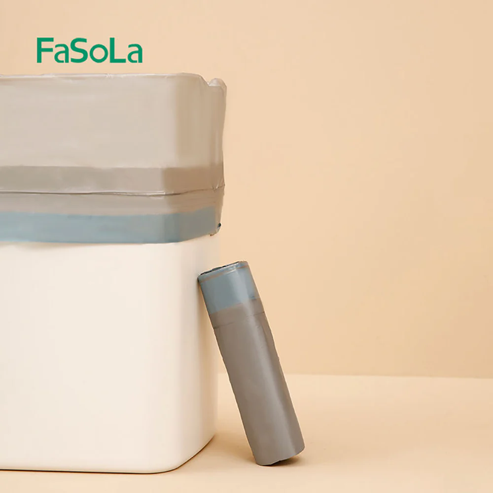 FaSoLa Disposable Drawstring Trash Bags - Silver Gray, 15 Bags x 3 Rolls - Image 4