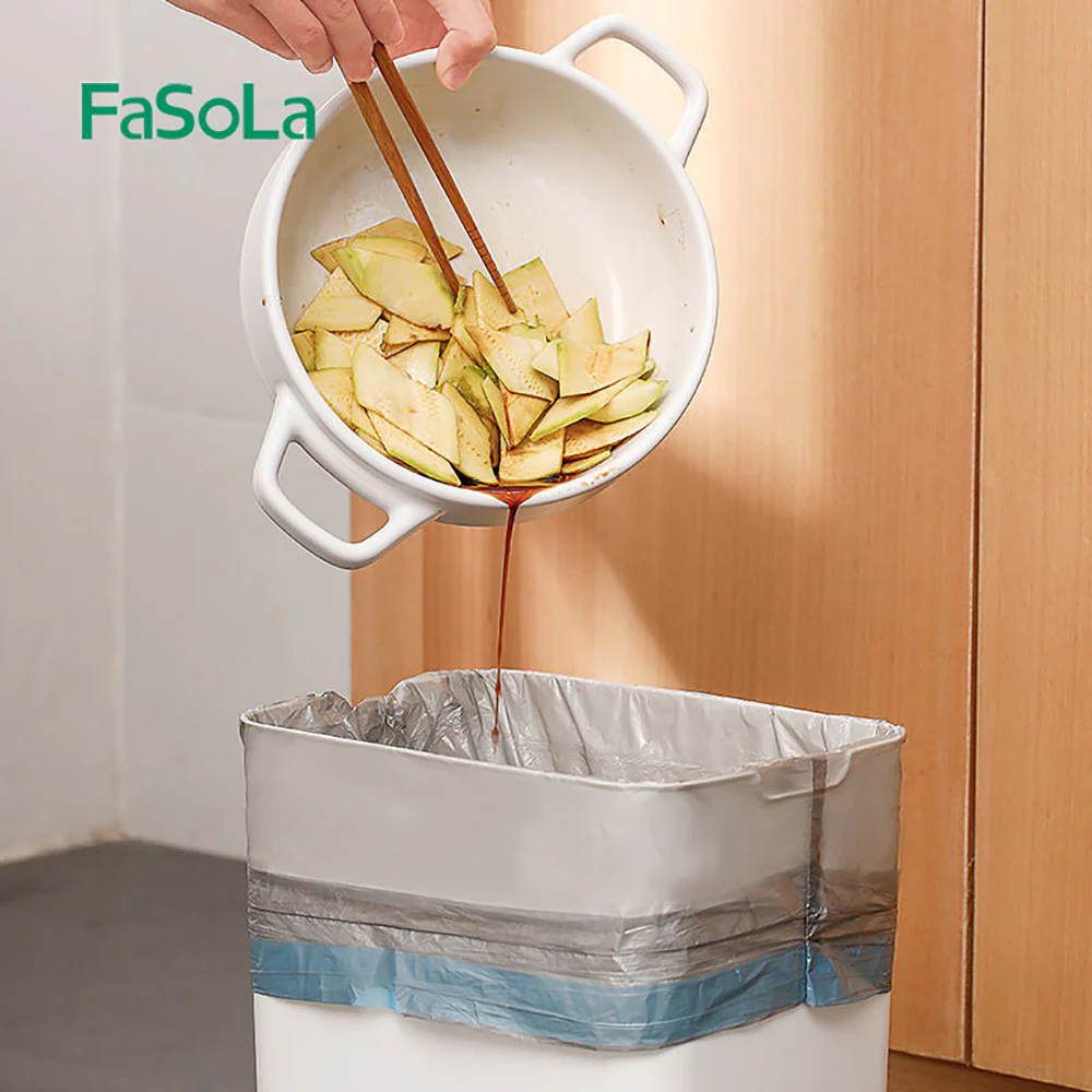 FaSoLa Disposable Drawstring Trash Bags - Silver Gray, 15 Bags x 3 Rolls - Image 5