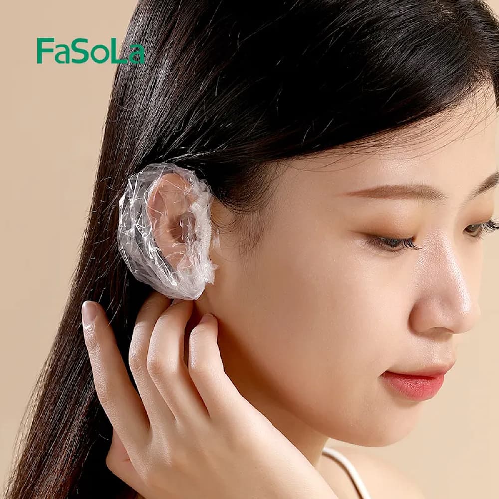 FaSoLa Disposable Elastic Plastic Ear Covers - 100 Pieces - Image 2
