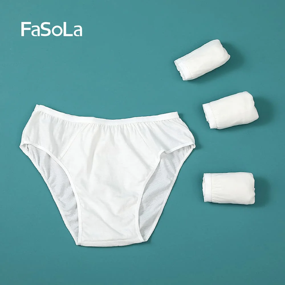 FaSoLa Disposable Full-Cotton Underwear for Men - White, XXL, Pack of 5 - Image 2
