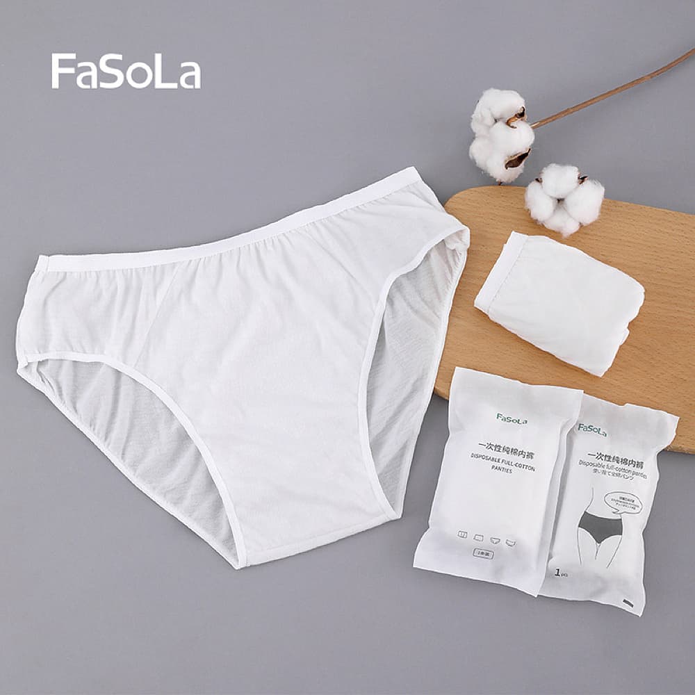 FaSoLa Disposable Full-Cotton Underwear for Men - White, XXL, Pack of 5 - Image 3
