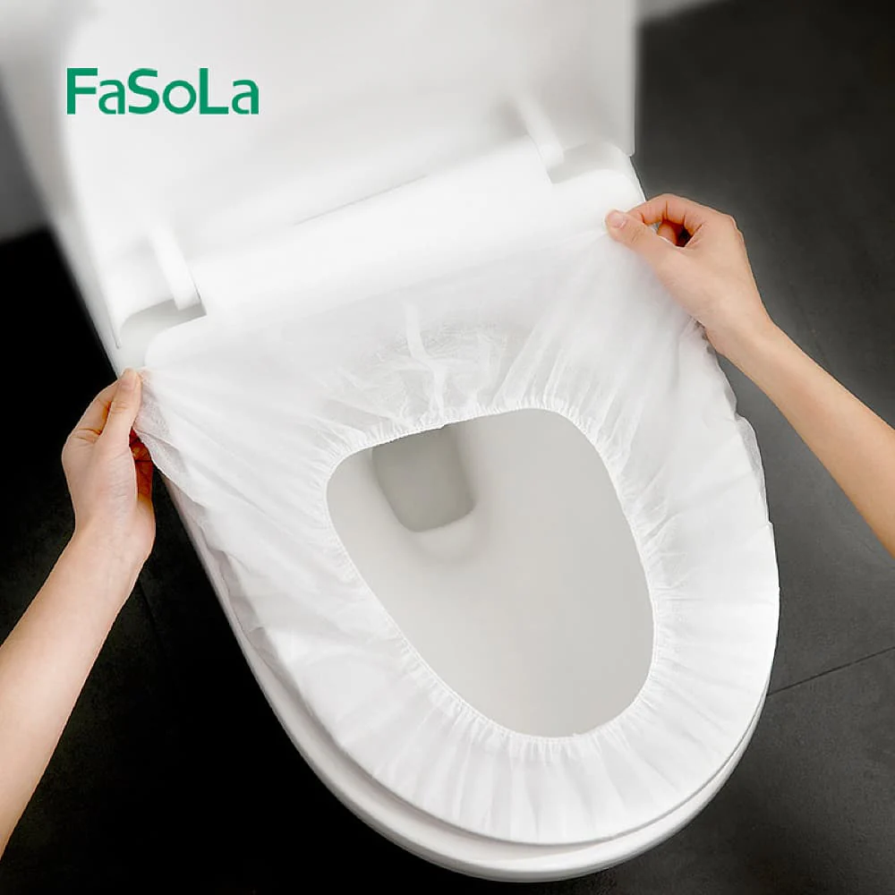 FaSola Disposable O-Shaped Toilet Seat Covers - 5 Pack, White, 15*67cm - Image 2