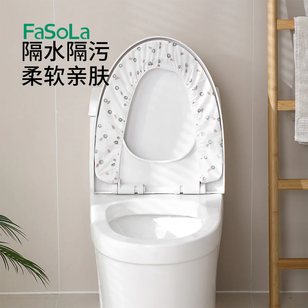 FaSoLa Disposable Printed Toilet Seat Covers - White, Pack of 10 - Image 2