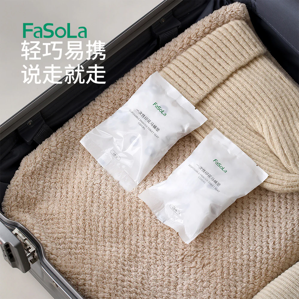 FaSoLa Disposable Printed Toilet Seat Covers - White, Pack of 10 - Image 4