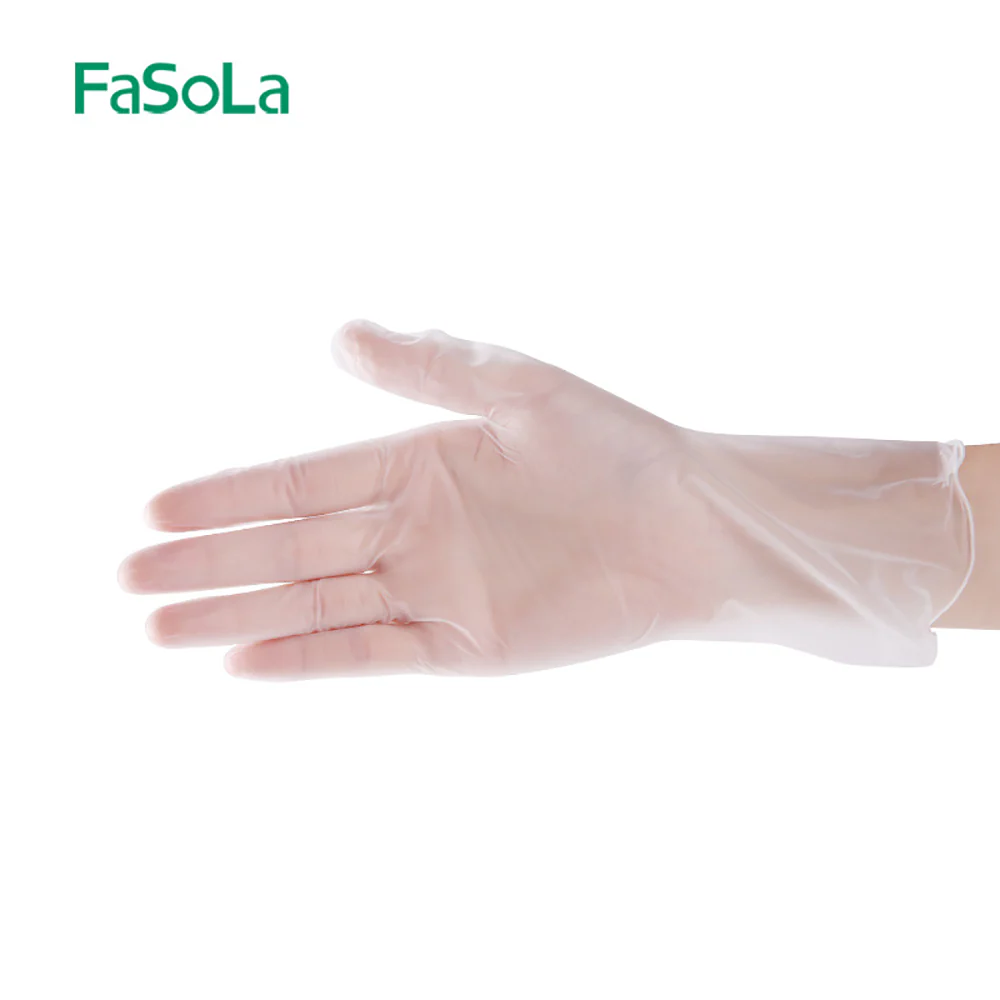 FaSoLa Disposable PVC Gloves Transparent L Size - 100 Pieces - Image 4