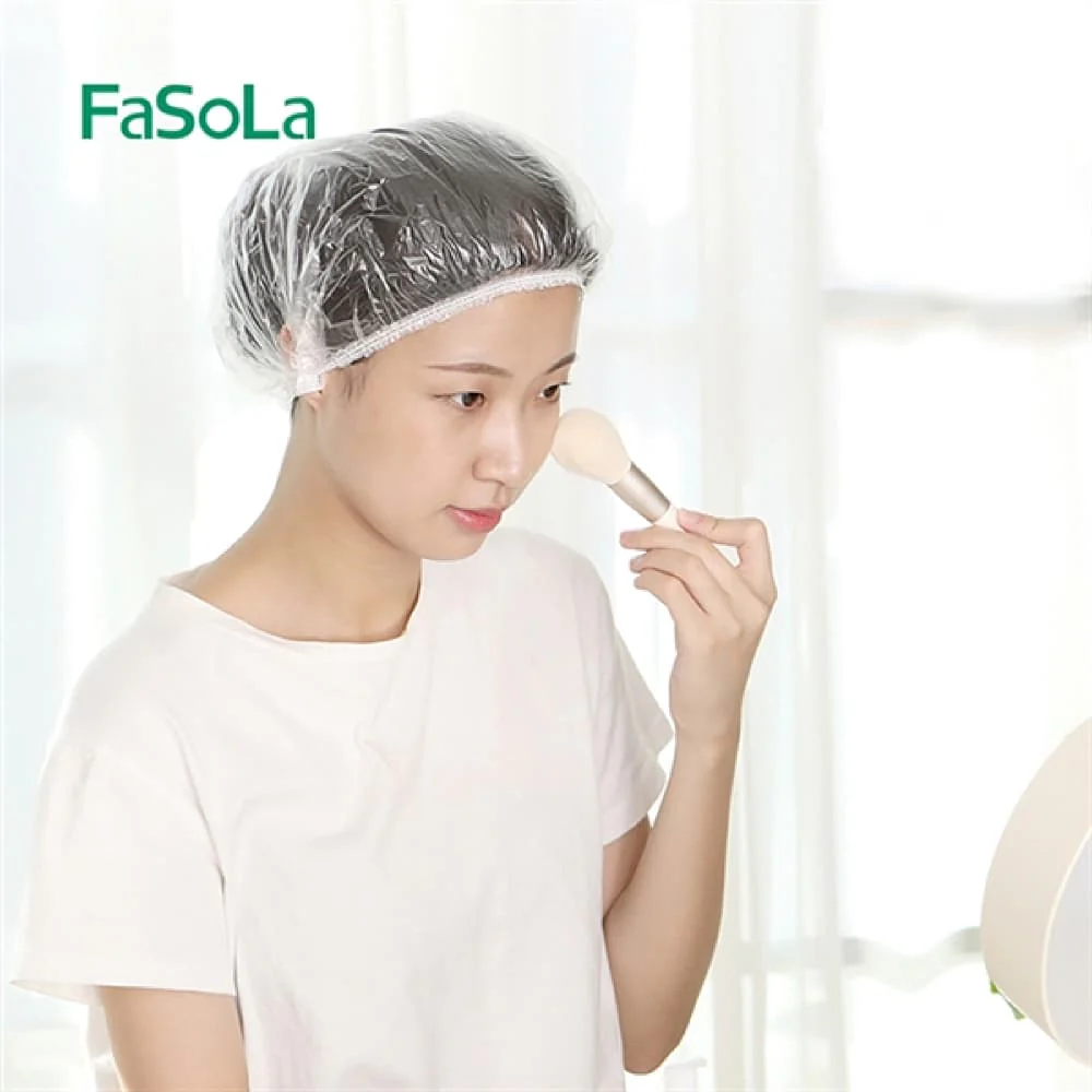 FaSoLa Disposable Shower Caps - White, 50 Pieces - Image 3